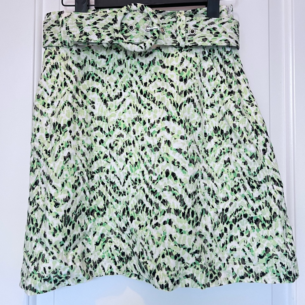 NWOT Lime Green and Grey Speckled Mini Skirt with Belt